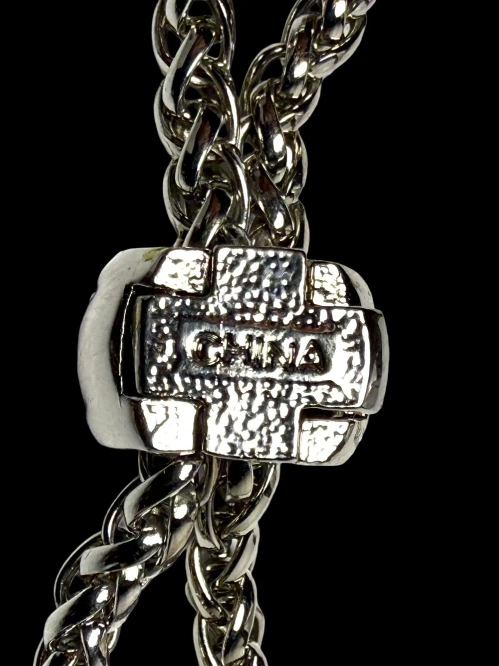 Silver Crystal Pavé Bead Chain Bolo Necklace
